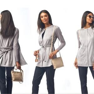 H by Halston Faux Suede Jacket with Sweater Knit Sleeves Women’s Size‎ 12